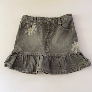 GYMBOREE | Daisy Embroidered Jean Skirt Flounce hem